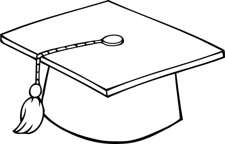 a black and white graduation cap with a tassel on the top, coloring page