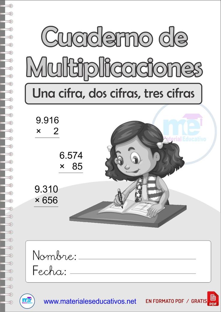 Cuaderno de Multiplicaciones Una cifra, dos cifras, tres cifras. Archivo completo en PDF. Multiplication Strategies, Learning Math, Math Games, Education, Memes