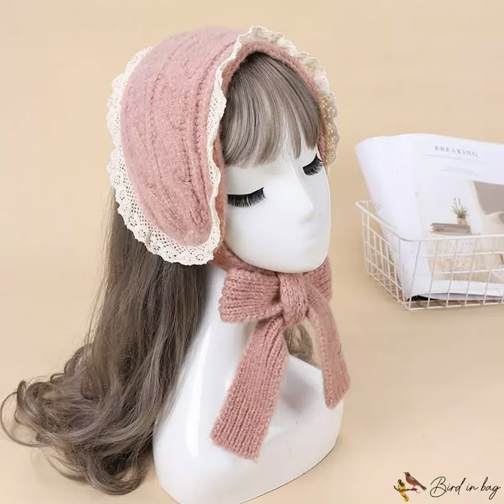 Color: Pink Korea Winter Fashion, Plushie Sewing Patterns, Korea Winter, Outfit Mood Board, Winter Accessories Fashion, Redesign Ideas, Soft Things, Winter Headbands, Crochet Winter