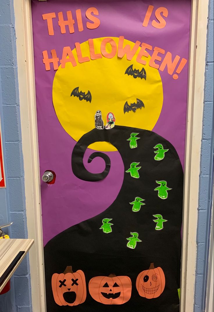 this is an image of a door decorated for halloween