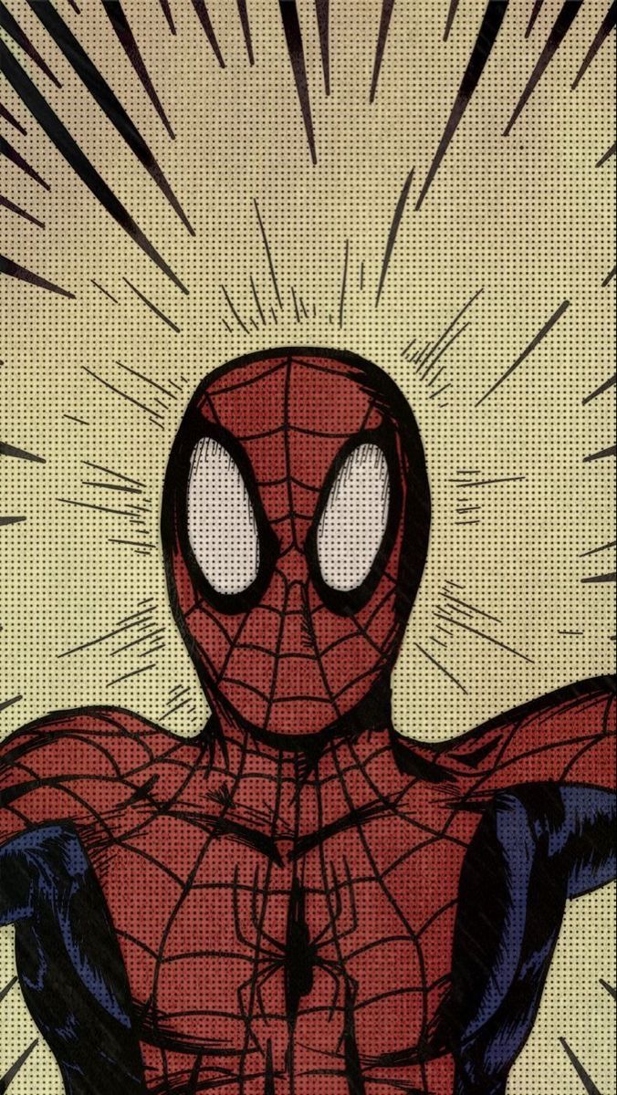 a drawing of a spider man with his arms stretched out and eyes wide open in front of him