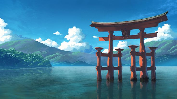 The Torii of Itsukushima Shrine [1920x1080] Japanese Shrine Anime, Tori Gate, Japanese Gate, Bonnie Parker, Japanese Shrine, Torii Gate, Desktop Background Images, Mountain Wallpaper, Lake Art