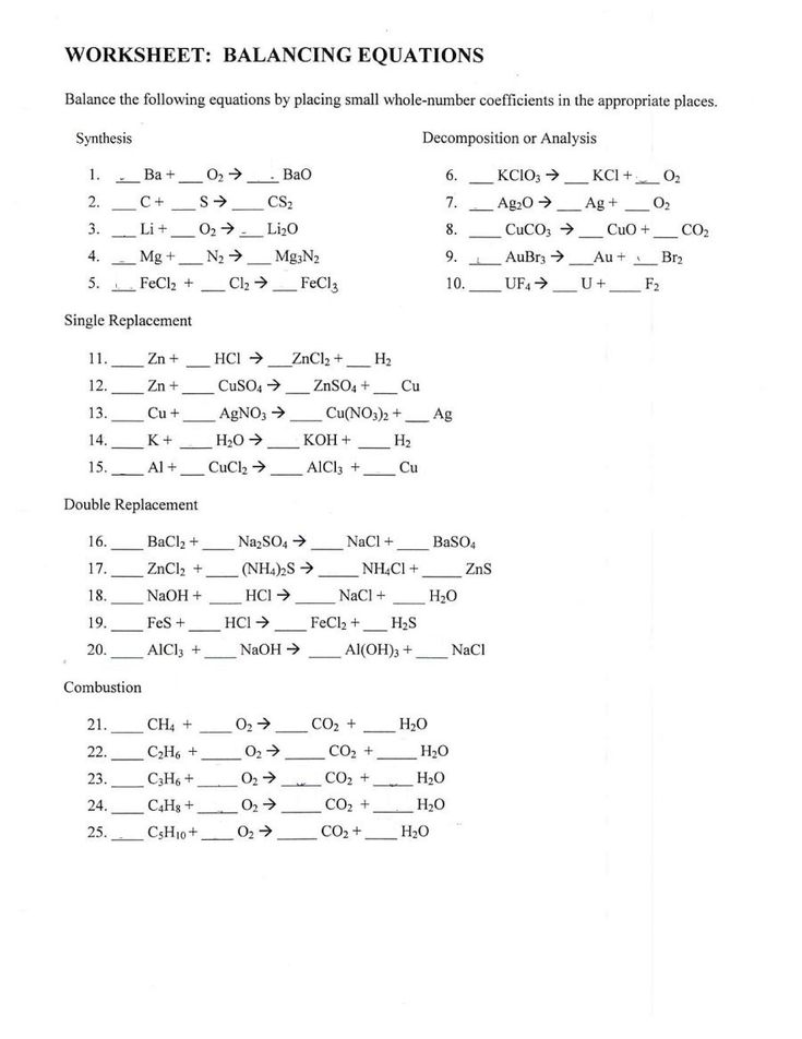 Download balancing equations 28 | Chemistry worksheets, Chemical ...