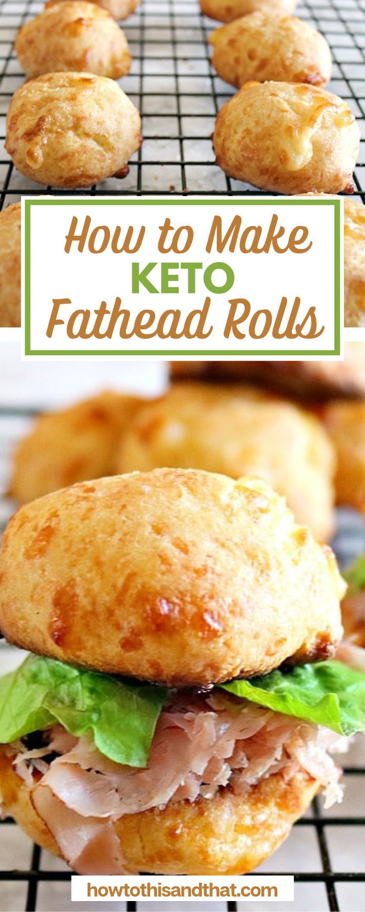 how to make keto fathead rolls on a cooling rack with text overlay