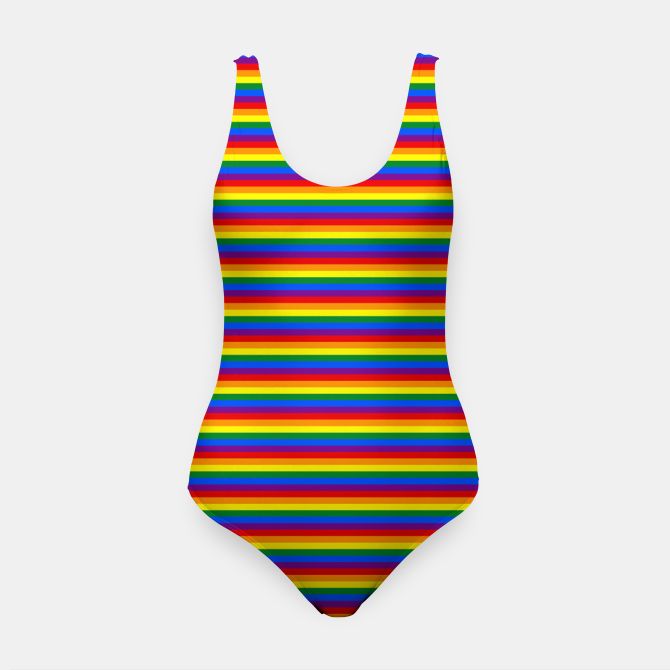 a woman's swimsuit with multicolored stripes