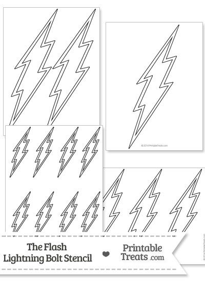 the flash lightning bolt stencil is shown in three different sizes and shapes, including one