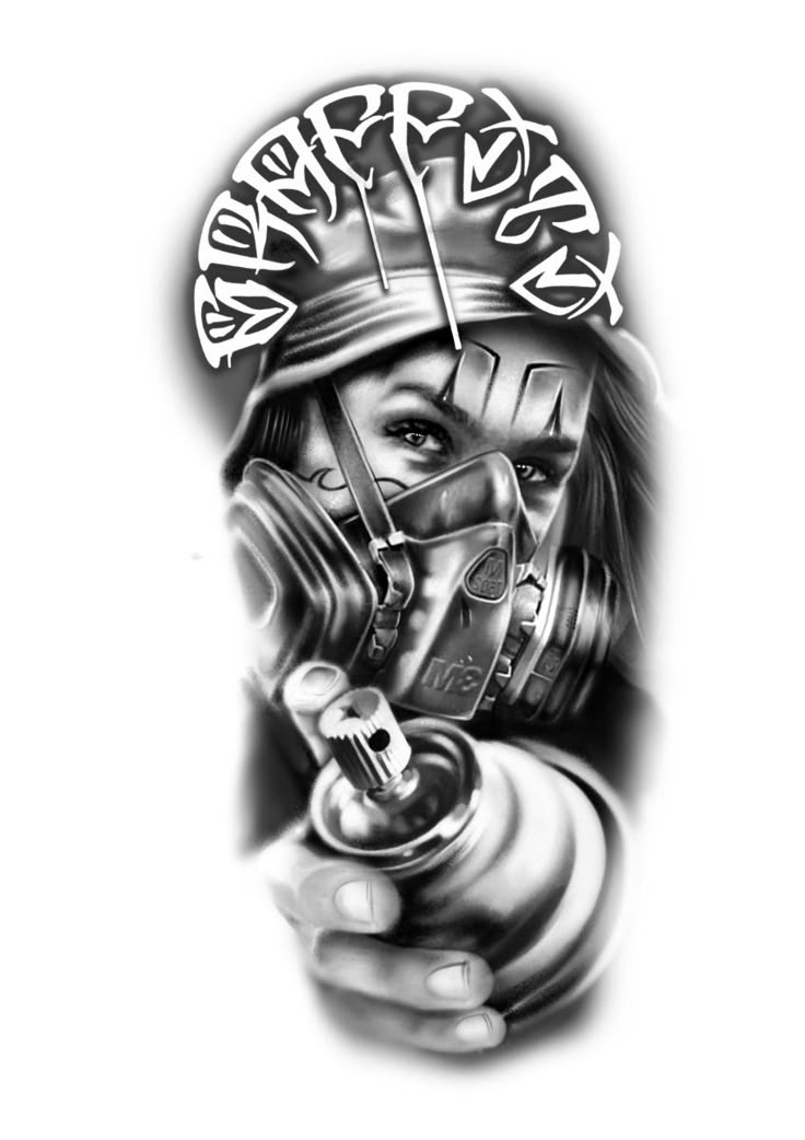 chicano woman tattoo design holding graffiti bottle in 2024 | Chicano ...