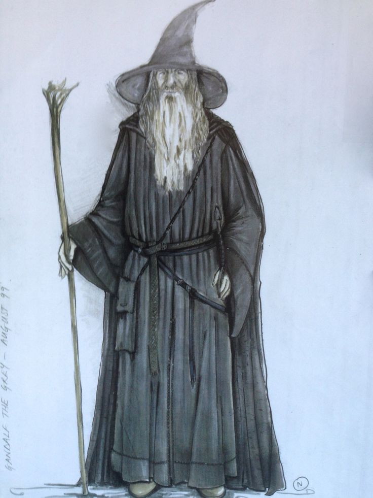 a drawing of an old wizard holding a staff