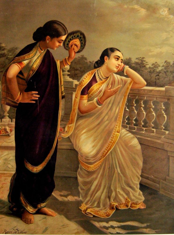 a painting of two women standing next to each other