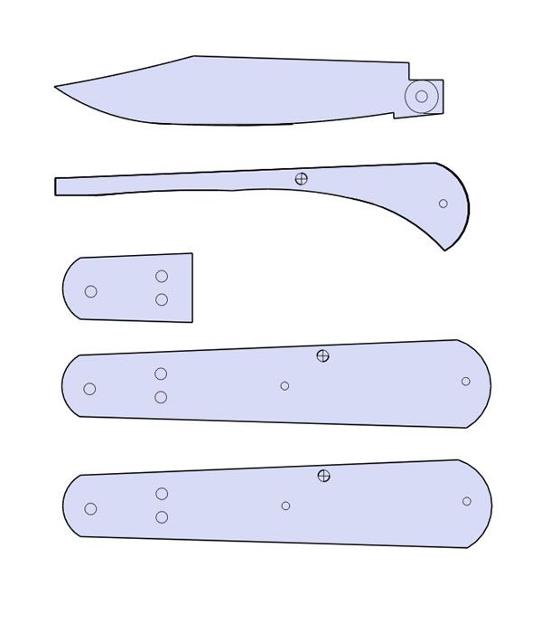 the cut out pattern for two knifes