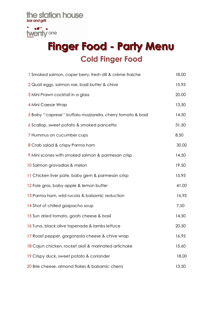 Finger Food Menu Ideas