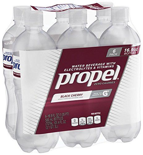 four bottles of propel mandarin orange water