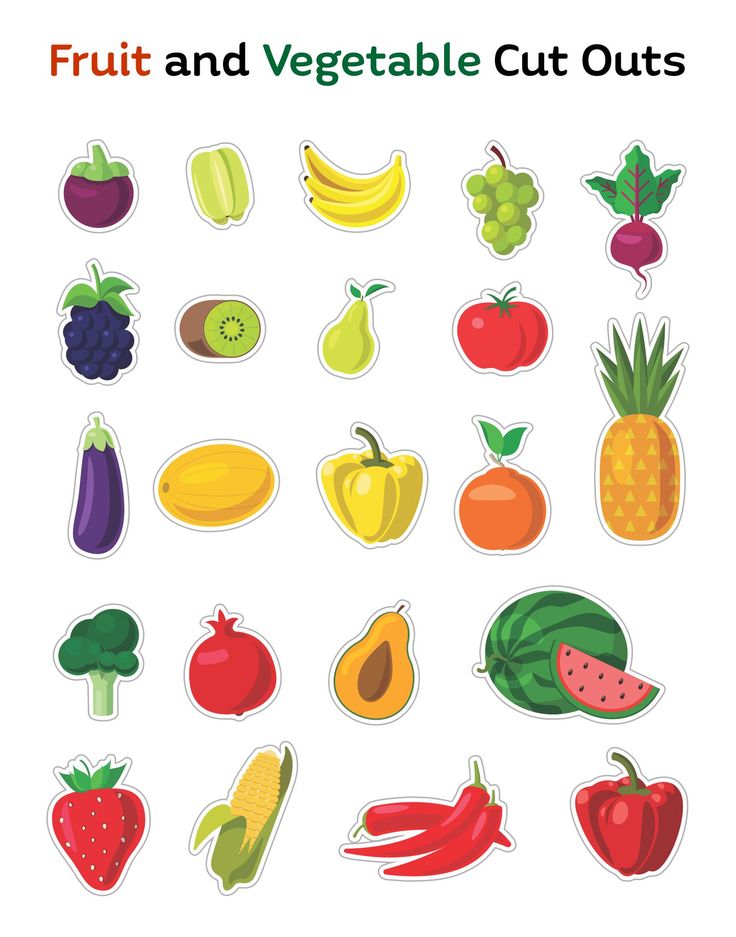 Fruit and Vegetable Cut Outs | Different fruits and vegetables, Fruits ...