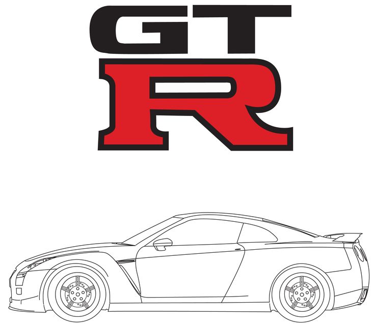 the gtr logo is shown in black and white, with red lettering on it