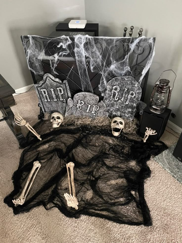 Indoor Halloween Graveyard | Halloween graveyard, Halloween cubicle ...