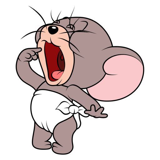 a cartoon mouse with its mouth open and it's hands in the air,