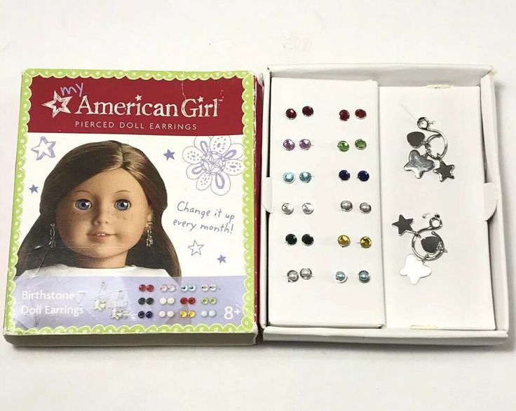 an american girl doll earring set in its box