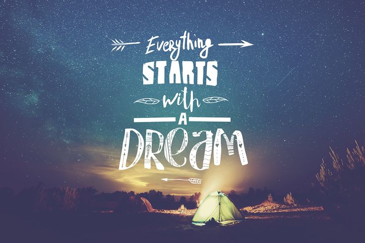 a wall mural with the words everything starts with a dream written on it in white