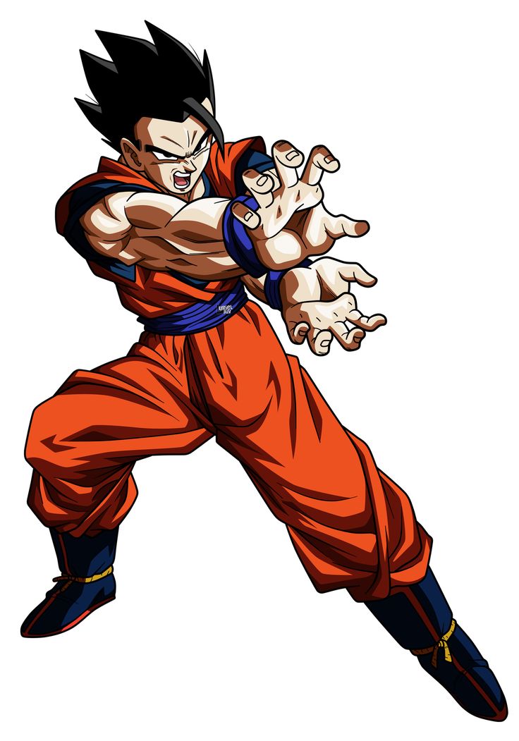 an image of gohan from dragon ball zoros in the air with his arms out