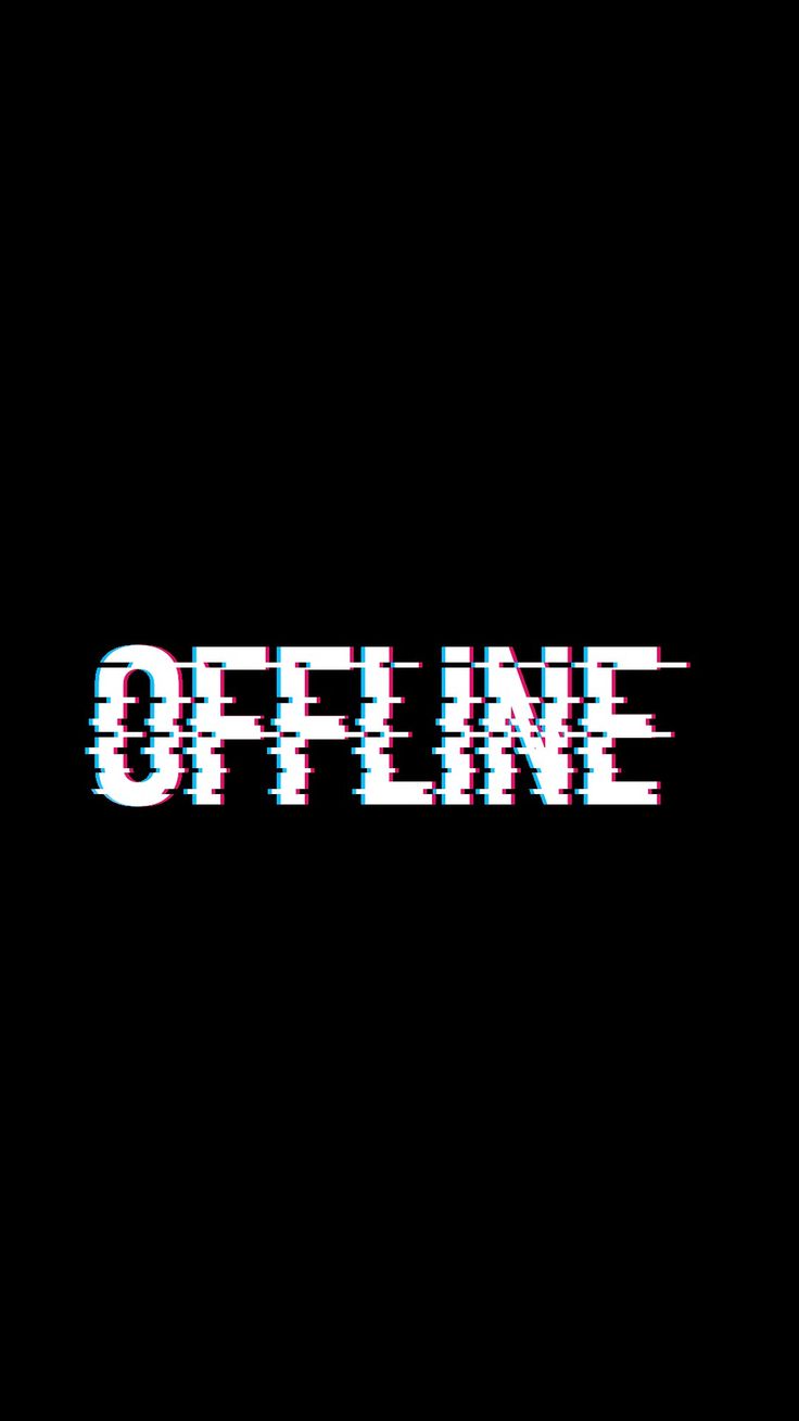 the word offline is written in white on a black background