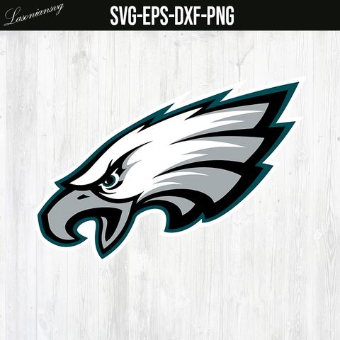 the philadelphia eagles logo is shown on a wooden background with text ...