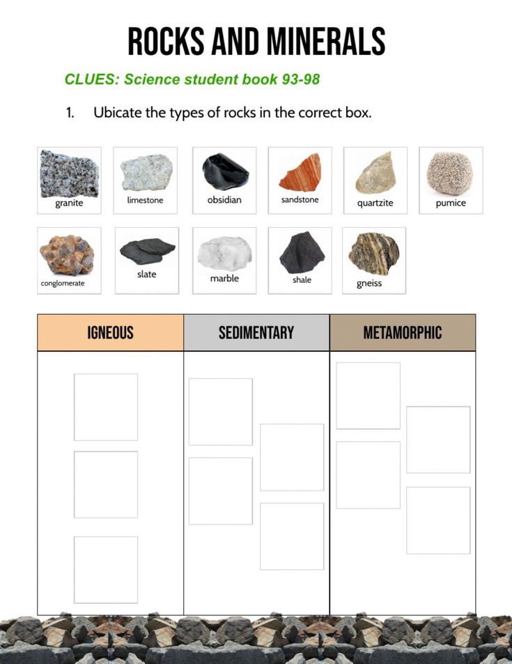 rocks and minerals worksheet for students to use in their class or classroom