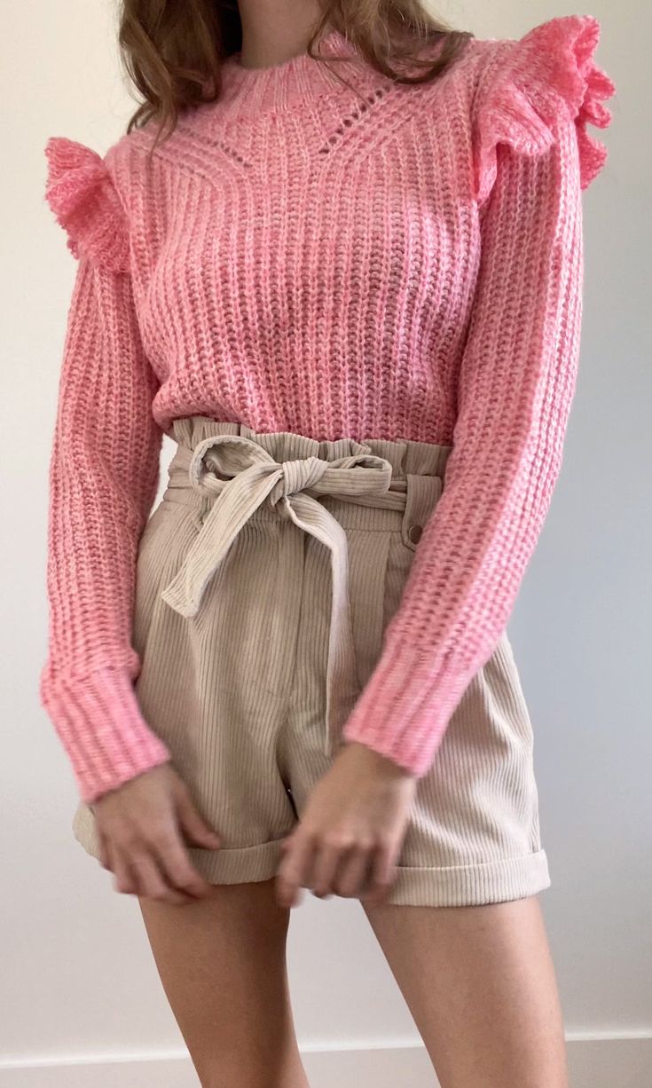 Cozy and ultra-fun, this knit sweater has a crew neckline and a single ruffle at the shoulder for that extra feminine touch. The yard is a marled two-tone yard with hints of white and a pop of bubble pink. Ribbed cuffs, this sweater is soft and not scratchy at all. Knitted sweater Ruffled sleeves Crewneck Ribbed cuffs Ultra-soft Length: 22" Sleeve length: 24" 100% Acrylic Also available in blue Style #: G107W5605 Ruffled Sleeves, Knitted Sweater, Shoulder Sweater, Blue Fashion, Neck Sweater, Knit Sweater, Final Sale, Two Tone, Knitted Sweaters