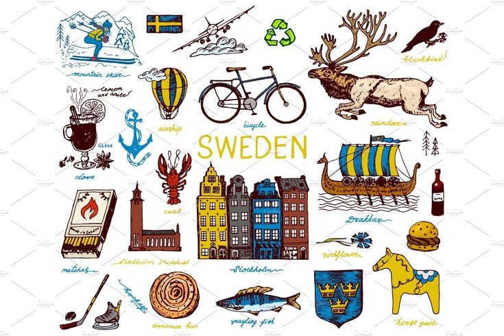 sweden symbols in the shape of a circle