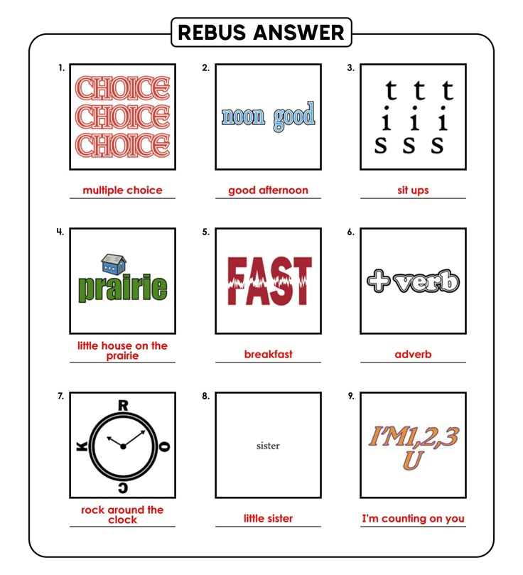 Rebus Puzzles Worksheet