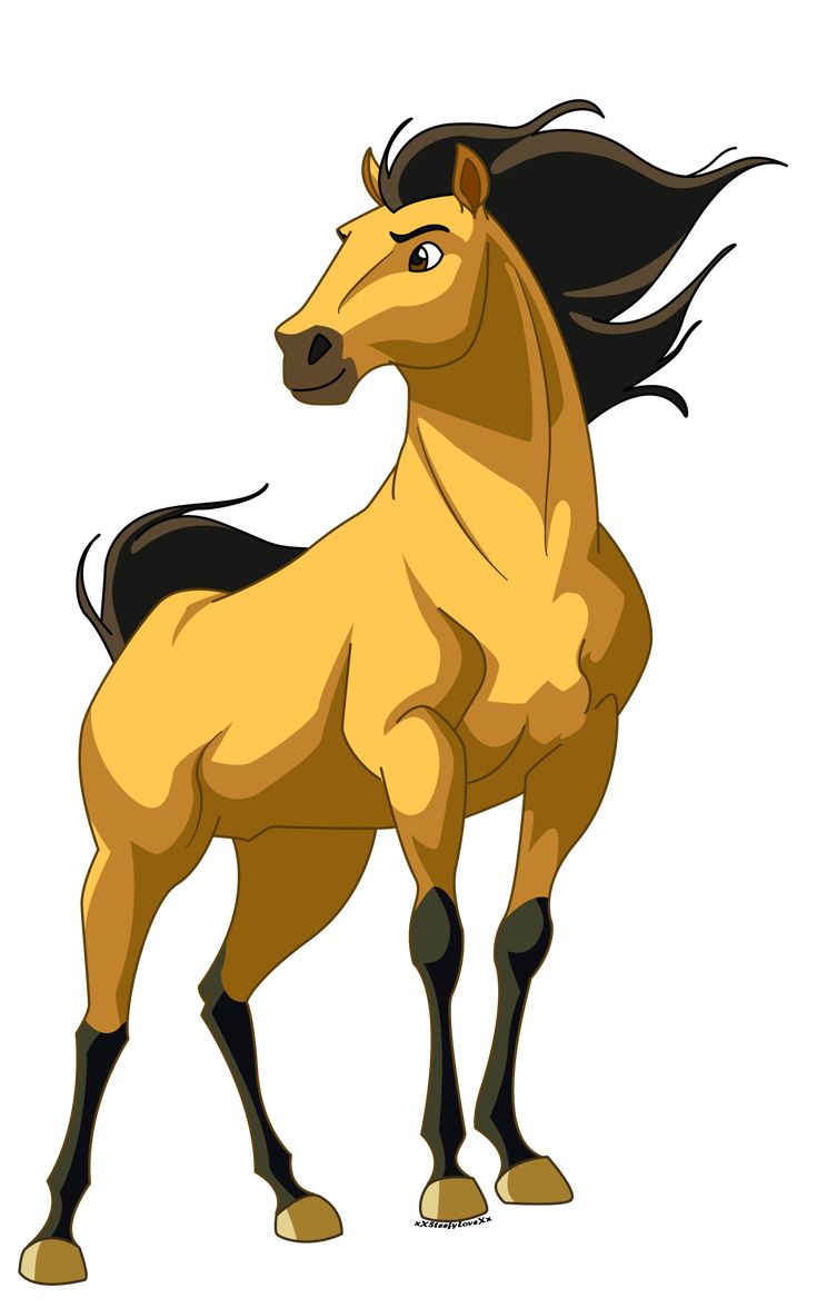 a cartoon horse standing on its hind legs with long hair blowing in the wind and eyes closed