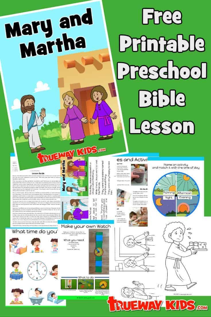 Mary and Martha - FREE printable preschool Bible lesson | Bible lessons ... image.