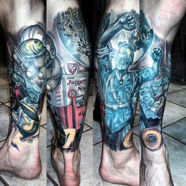 two people with tattoos on their legs and feet