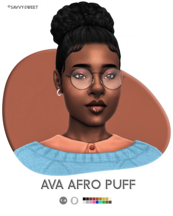 Ava Afro Puff by Savvy.Sweet | Sims 4 afro hair, Sims hair, Sims 4 ...