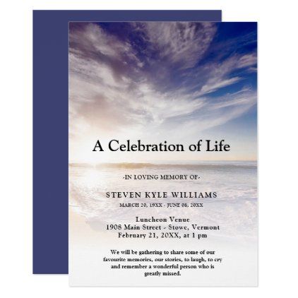 Personalized Beach Celebration of Life Funeral Invitation in 2024 ...