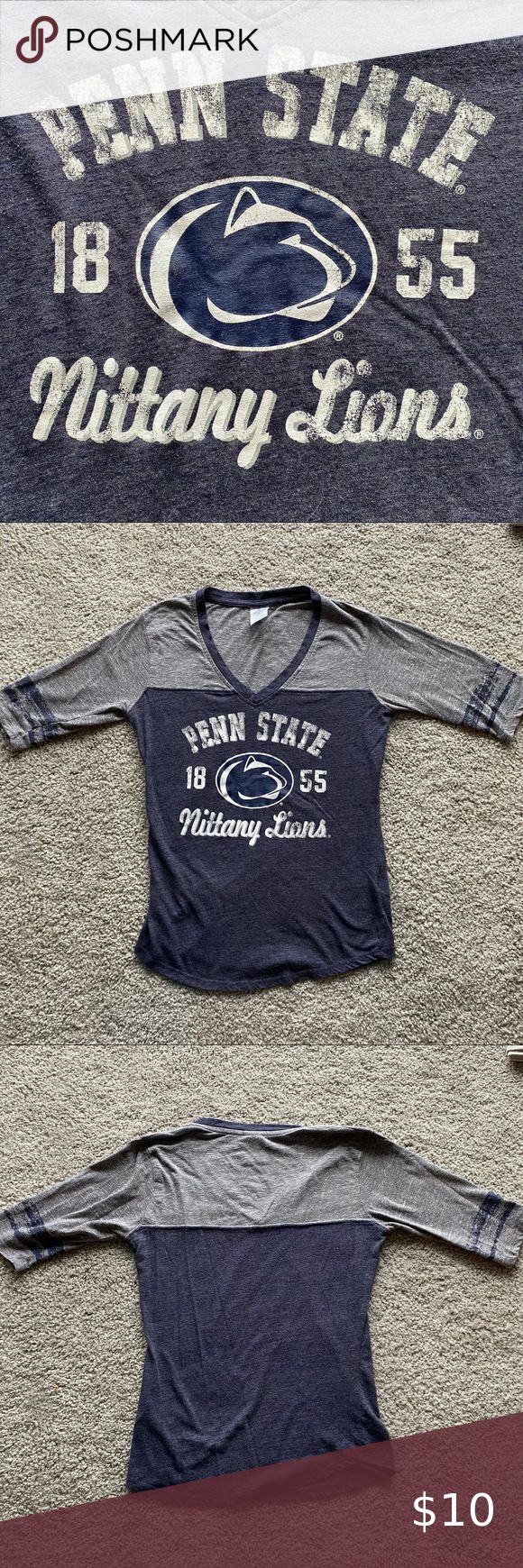 Penn State Baseball Tee T-Shirt Vintage-looking Penn State shirt meaning it was purchased brand new with the logo and writing already worn. Soft, shirt that first a medium, but on the snug side. Comfortable small. Smoke free home. Tailgate Gameday Penn State University PSU We Are College Big 10 Rivalry Threads Tops Tees - Short Sleeve Penn State University, Penn State, State University, Baseball Tee, Vintage Looks, University, Shop My, Tops & Tees, Baseball