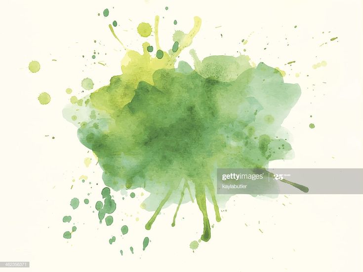 a green ink splattered with watercolors on a white paper background that looks like it could be used in an art project