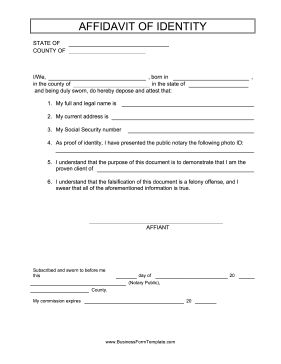 AFFADAVIT OF LOSS This free, printable affidavit serves to identify a ...