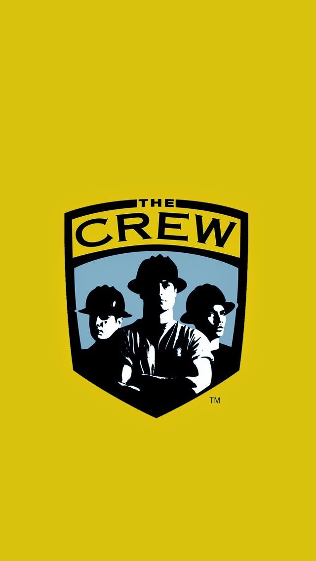 the crew logo on a yellow background