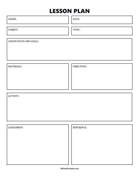 Free Printable Lesson Plan Template