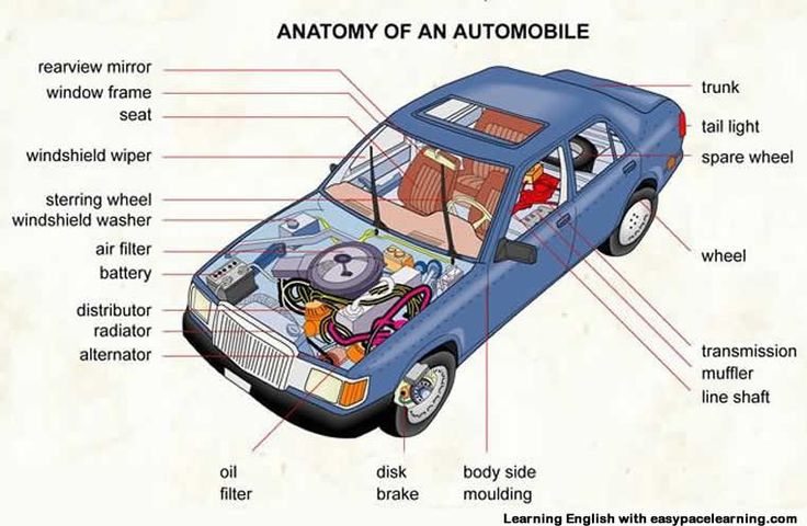 an automobile with all the parts labeled