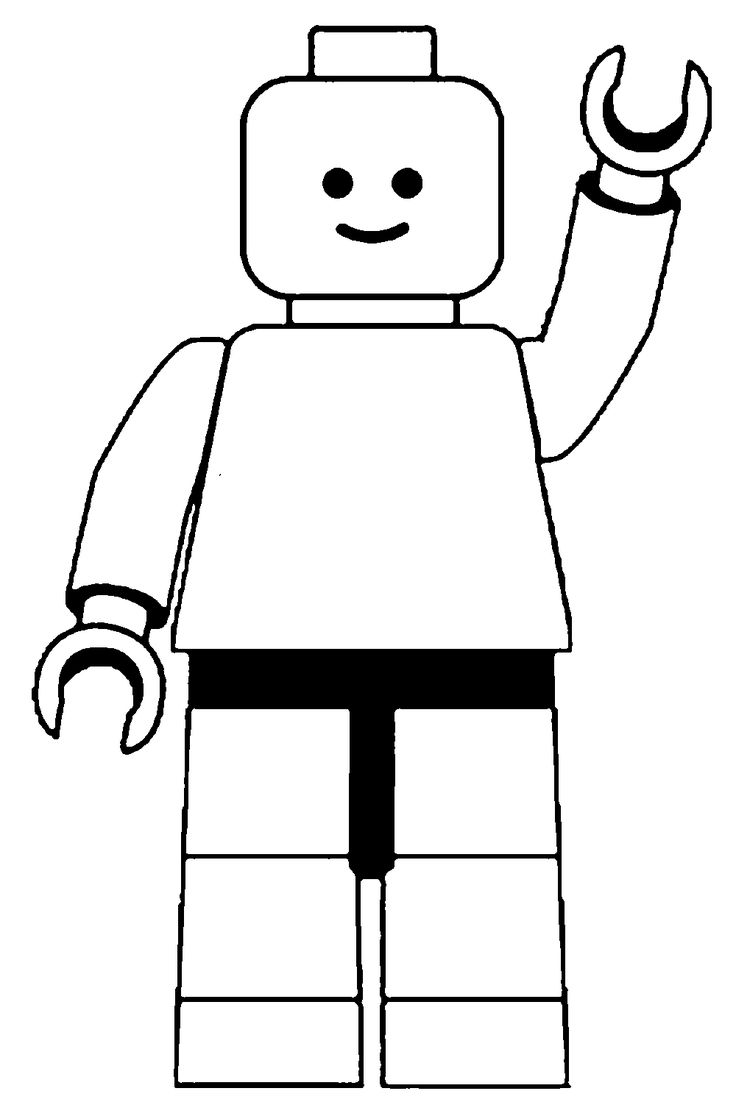 a black and white image of a lego man with his hand up in the air