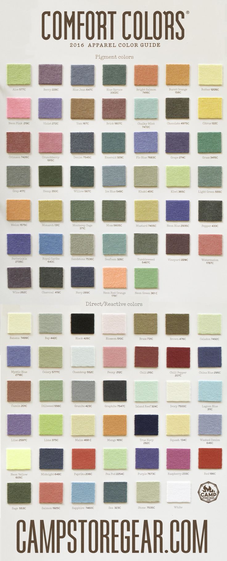 the color chart for comfort colors