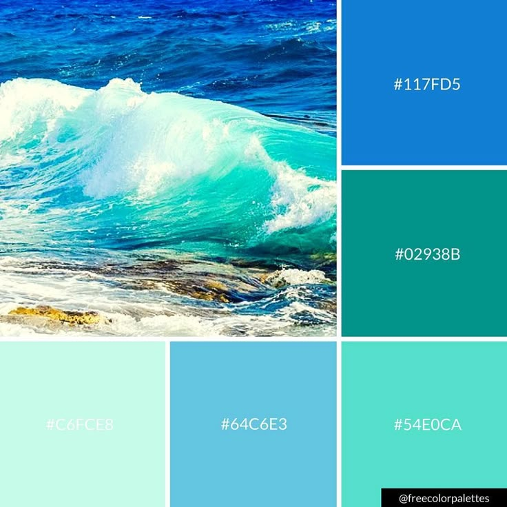 the color scheme is blue, green and white with waves in it's center