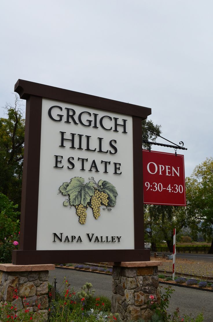 a sign for grigich hills estate in napa valley