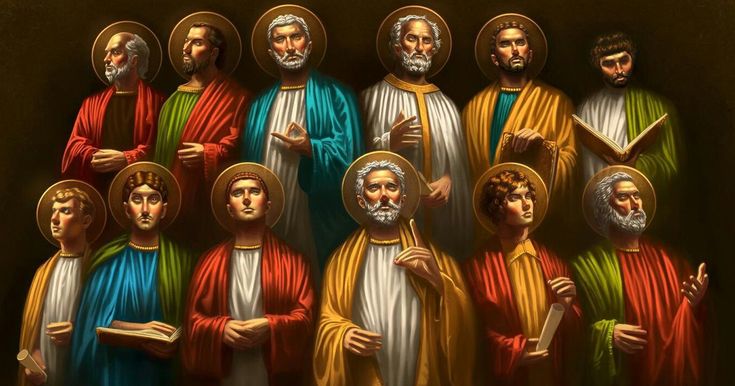 an image of jesus and the twelve wise men in front of a painted icon on a wall