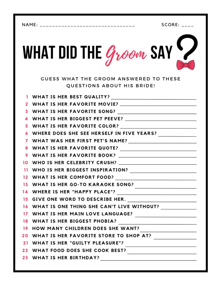 what did the groom say? printable wedding game for brides and grooms