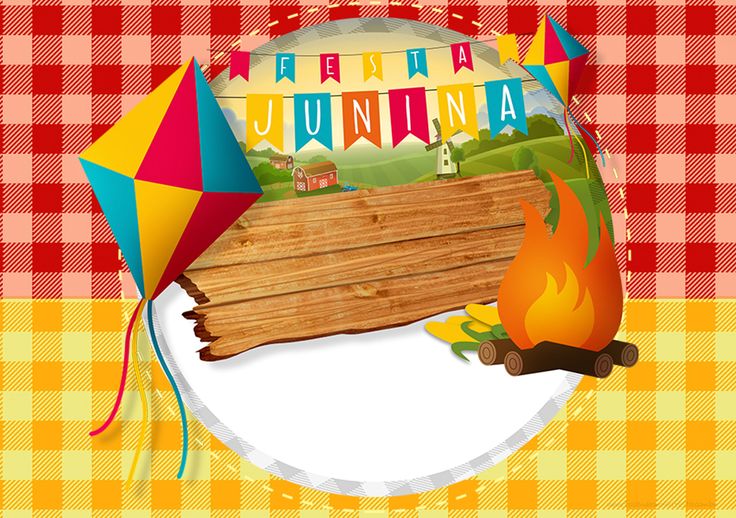 a birthday card with a campfire, firewood and tent on a checkered tablecloth background