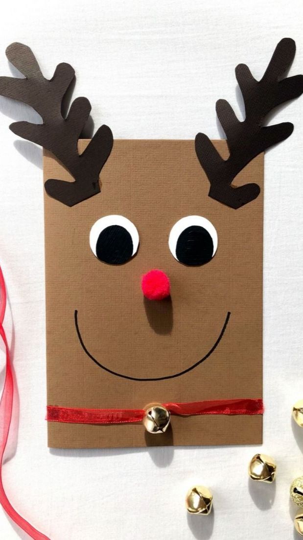 Tarjetas de Navidad DIY para niños | Tarjeta de Navidad de Reno | Noel ...