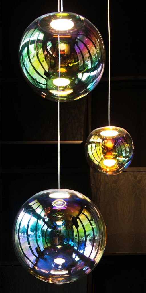 The Iris pendant lamp appears like a permanent, iridescent soap bubble ...