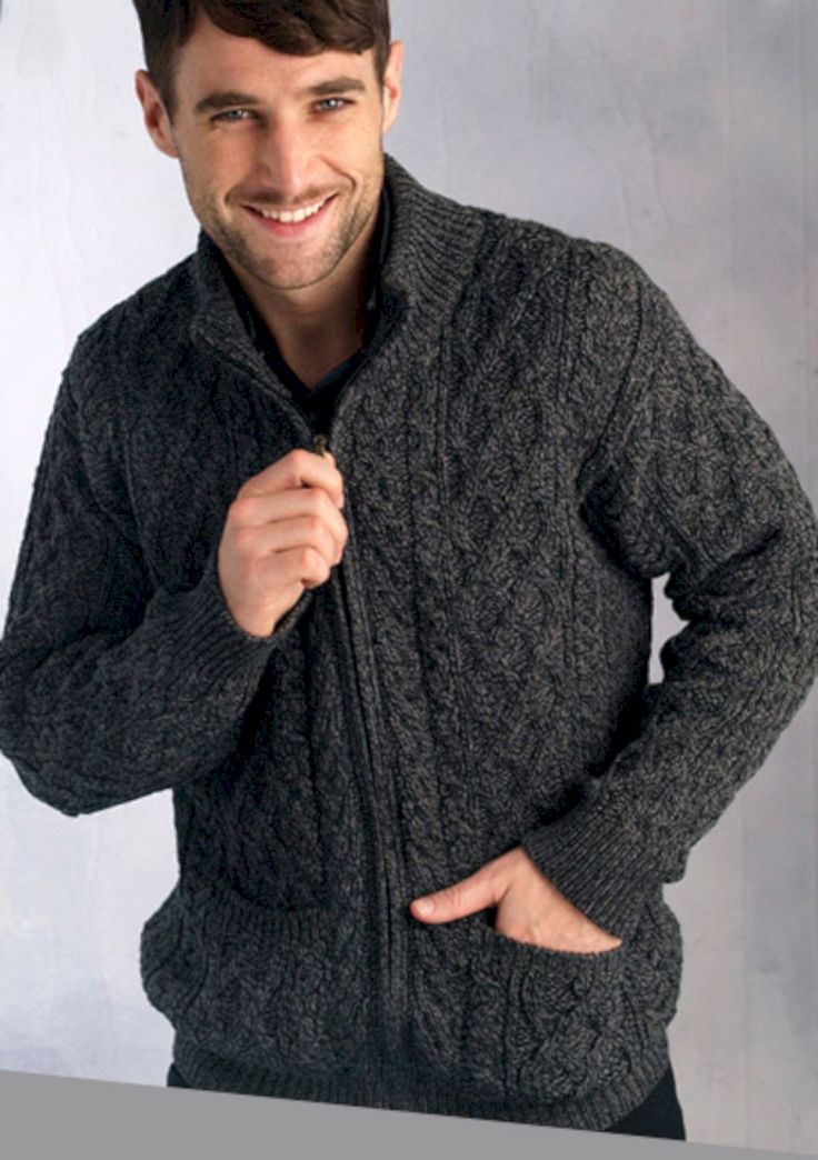 Lovely 45+ Mens Cardigan Fashion For Your Ideal Style https://www.tukuoke.com/45-mens-cardigan-fashion-for-your-ideal-style-5960 Mens Fashion Cardigan, Irish Knitwear, Frill Shirt, Aran Cardigan, Irish Sweater, Sea Clothes, Aran Sweater, Merino Sweater, Zippered Cardigan